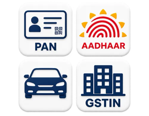 Verify PAN Aadhaar Vehicle GSTIN and Company Details